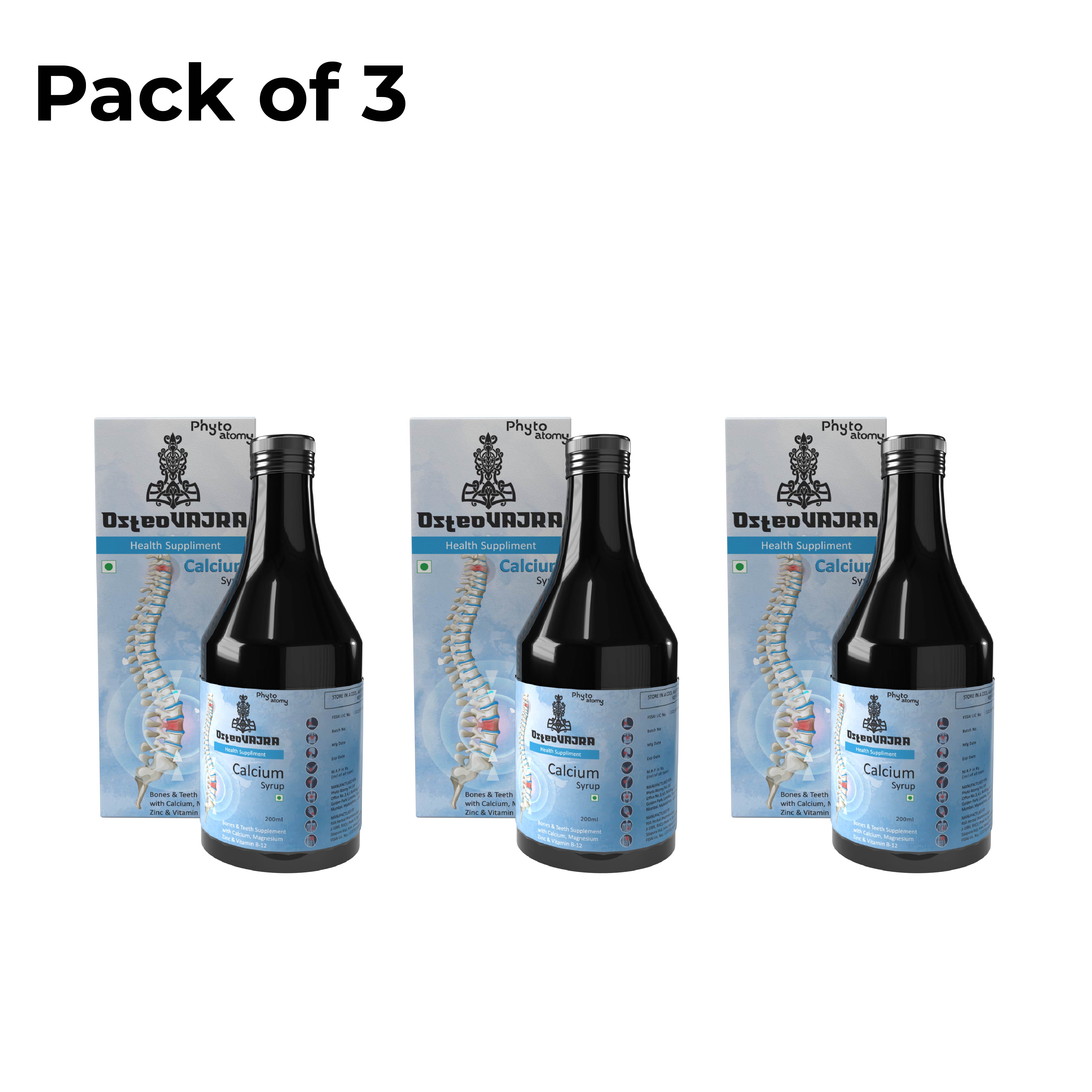 Osteo Vajra - Calcium Syrup 200ml (Pack Of 3)
